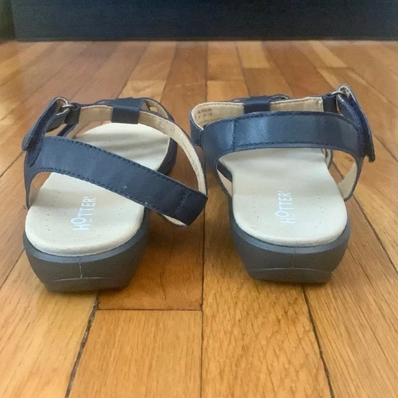 NIB Hotter Sol Navy Leather Women’s Gladiator Sandals - Size 10 - Picture 4 of 7